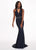 Rachel Allan - 6480 Beaded Halter Trumpet Dress With Plunging Keyhole In Blue