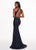 Rachel Allan - 6480 Beaded Halter Trumpet Dress With Plunging Keyhole In Blue