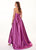 Rachel Allan - 6482 Crisscross Halter Top Satin Jumpsuit with Overskirt In Purple
