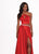 Rachel Allan - 6483 Two Piece Halter A-Line Dress with Slit In Red