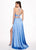 Rachel Allan - 6483 Two Piece Halter A-Line Dress with Slit In Blue