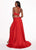 Rachel Allan - 6483 Two Piece Halter A-Line Dress with Slit In Red