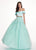 Rachel Allan - 6484 Two-Piece Asymmetrical Embroidered Ballgown In Green