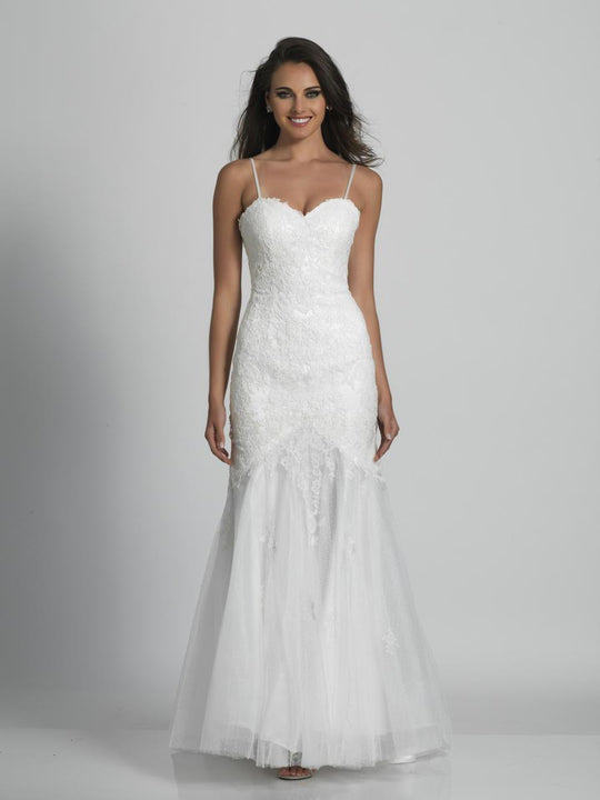 Dave & Johnny - A6484 Lace Sweetheart Mermaid Dress in White