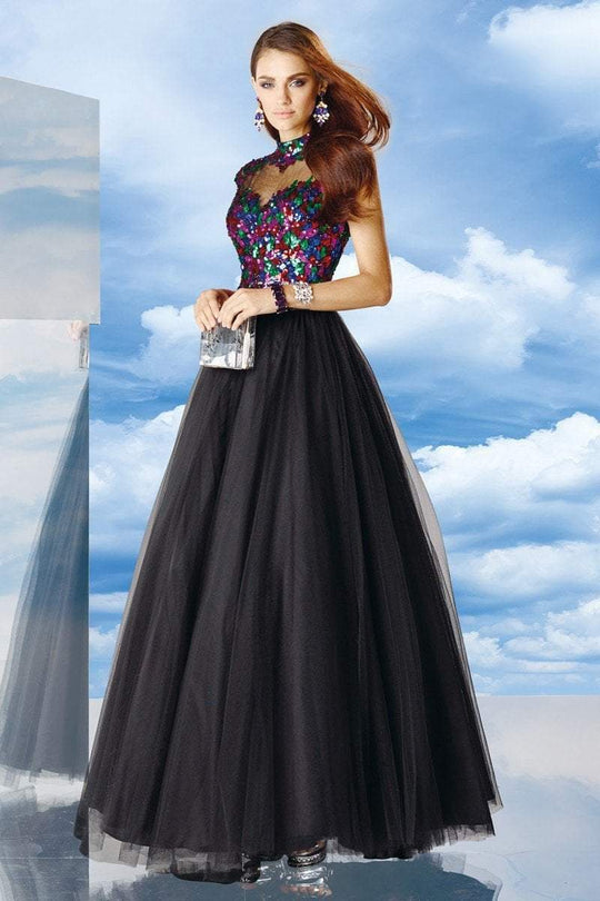 Alyce Paris - 6484 Dress In Black Multi-Color
