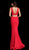 Jovani - 64857 Two Piece Deep V-neck Jersey Mermaid Dress in Red