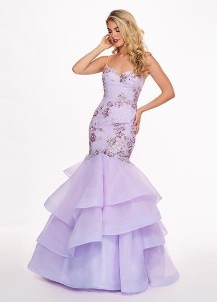 Rachel Allan - 6485 Embellished Sweetheart Tiered Mermaid Gown In Purple