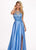 Rachel Allan - 6487 Beaded Halter Satin A-line Dress In Blue
