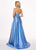 Rachel Allan - 6487 Beaded Halter Satin A-line Dress In Blue