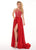 Rachel Allan - 6487 Beaded Halter Satin A-line Dress In Red