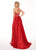 Rachel Allan - 6487 Beaded Halter Satin A-line Dress In Red