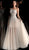 Jovani - 64893 Crystal Ornate Asymmetrical Sheer Gown in Nude