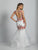 Dave & Johnny - A6489 V-Neck Floral Embroidered Mermaid Gown in White