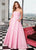 Rachel Allan - 6490 Strapless Straight Across Neckline Jacquard Gown In Pink