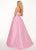 Rachel Allan - 6490 Strapless Straight Across Neckline Jacquard Gown In Pink