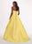 Rachel Allan - 6490 Strapless Straight Across Neckline Jacquard Gown In Yellow