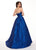 Rachel Allan - 6490 Strapless Straight Across Neckline Jacquard Gown In Blue