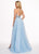 Rachel Allan - 6493 Embroidered V-neck Swiss Dot Crepe A-Line Gown In Blue