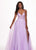 Rachel Allan - 6493 Embroidered V-neck Swiss Dot Crepe A-Line Gown in Purple