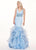 Rachel Allan - 6494 Beaded Embellished Illusion Plunging Mermaid Gown In Blue