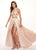 Rachel Allan - 6495 Two Piece Beaded Romper with Overlay In Nude