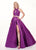 Rachel Allan - 6495 Two Piece Beaded Romper with Overlay In Purple