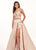 Rachel Allan - 6495 Two Piece Beaded Romper with Overlay In Nude