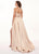 Rachel Allan - 6495 Two Piece Beaded Romper with Overlay In Nude