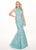 Rachel Allan - 6496 High Halter Mermaid Evening Gown In Blue