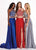 Rachel Allan - 6497 Beaded Ornate Two-Piece Satin Gown In Blue, Red and Silver