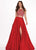 Rachel Allan - 6497 Beaded Ornate Two-Piece Satin Gown In Red