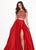 Rachel Allan - 6497 Beaded Ornate Two-Piece Satin Gown In Red