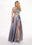 Rachel Allan - 6497 Beaded Ornate Two-Piece Satin Gown In Silver