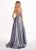 Rachel Allan - 6497 Beaded Ornate Two-Piece Satin Gown In Silver