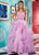 Rachel Allan - 6498 Shirred Midriff Cutout Overskirt Gown In Purple