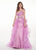 Rachel Allan - 6498 Shirred Midriff Cutout Overskirt Gown In Purple