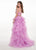 Rachel Allan - 6498 Shirred Midriff Cutout Overskirt Gown In Purple