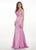 Rachel Allan - 6498 Shirred Midriff Cutout Overskirt Gown In Purple