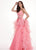 Rachel Allan - 6498 Shirred Midriff Cutout Overskirt Gown In Pink