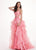 Rachel Allan - 6498 Shirred Midriff Cutout Overskirt Gown In Pink