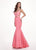 Rachel Allan - 6498 Shirred Midriff Cutout Overskirt Gown In Pink