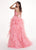 Rachel Allan - 6498 Shirred Midriff Cutout Overskirt Gown In Pink