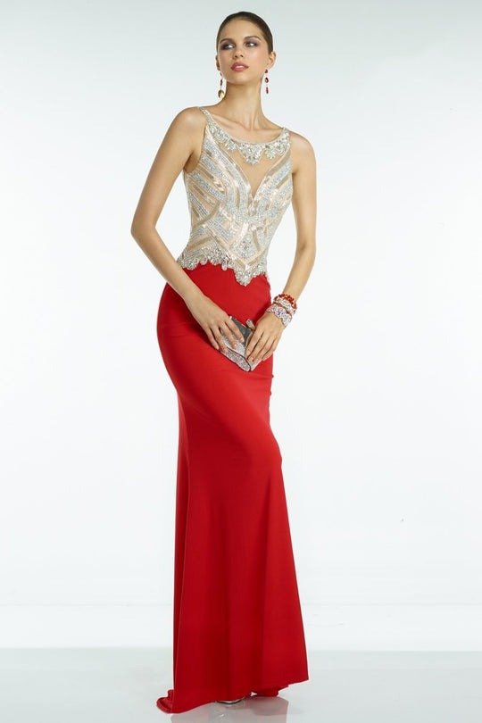 Alyce Paris Prom - 6500 Beaded Bateau Evening Gown in Red