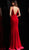 Jovani - 65039 Deep V-neck Velvet Trumpet Dress With Train in Red