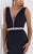 Jasz Couture - Jewel Accented V-neck Dress 5707 in Blue