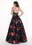 Rachel Allan - 6504 Two Piece Floral High Halter Dress In Black and Multi-Color