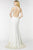 Alyce Paris - 6506 Halter Neck Embellished Sheath Gown In White and Gold