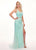 Rachel Allan - 6507 Scoop Evening Dress with Slit In Green