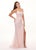 Rachel Allan - 6507 Scoop Evening Dress with Slit In Pink