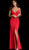 Jovani - 65081 Plunging Sweetheart Faux Wrap High Slit Gown in Red
